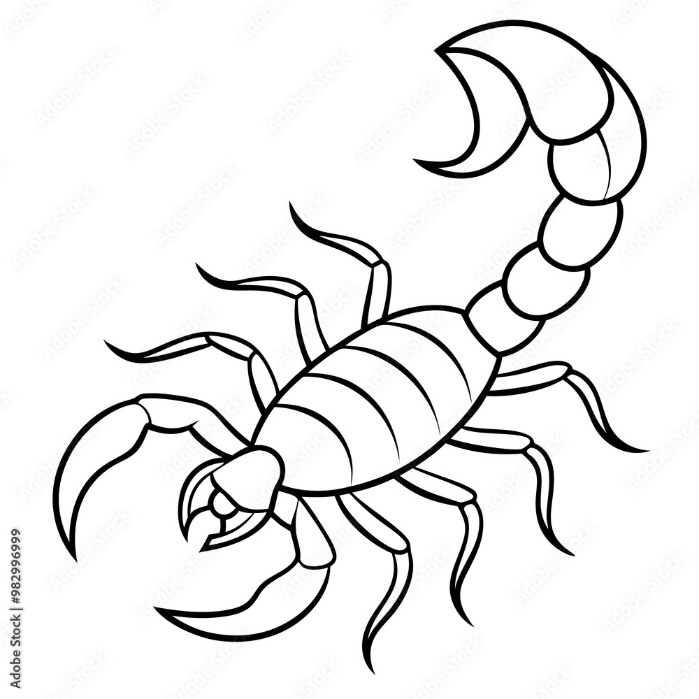 Obraz premium Minimalist Scorpion Line Art with Curved Pincers and Tail