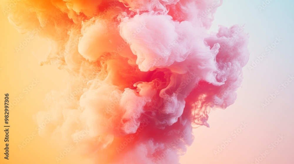 Fototapeta premium This artwork features a captivating burst of pastel colors resembling an explosion, showcasing dynamic swirls and patterns against a calming backdrop. The vibrant display evokes energy and creativity