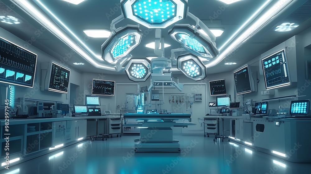 Futuristic Operating Room with High-Tech Medical Equipment - Advanced Surgical Environment Futuristic Operating Room with High-Tech Medical Equipment - Advanced Surgical Environment