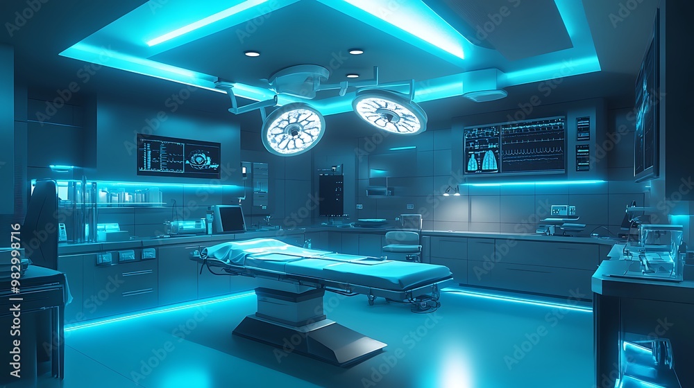 Futuristic Operating Room with High-Tech Medical Equipment - Advanced Surgical Environment Futuristic Operating Room with High-Tech Medical Equipment - Advanced Surgical Environment