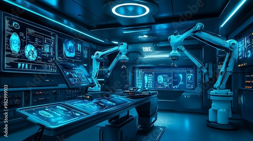 Futuristic Operating Room with High-Tech Medical Equipment - Advanced Surgical Environment