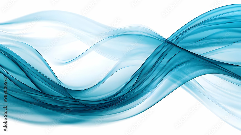 Fototapeta premium Abstract Blue Wavy Lines Flow Gracefully on White Background