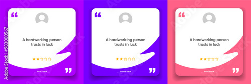 3D bubble testimonial banner, quote, infographic. Social media post template designs for quotes. Empty speech bubbles, quote bubbles and text box. Vector Illustration EPS10.