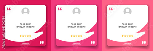 3D bubble testimonial banner, quote, infographic. Social media post template designs for quotes. Empty speech bubbles, quote bubbles and text box. Vector Illustration EPS10.