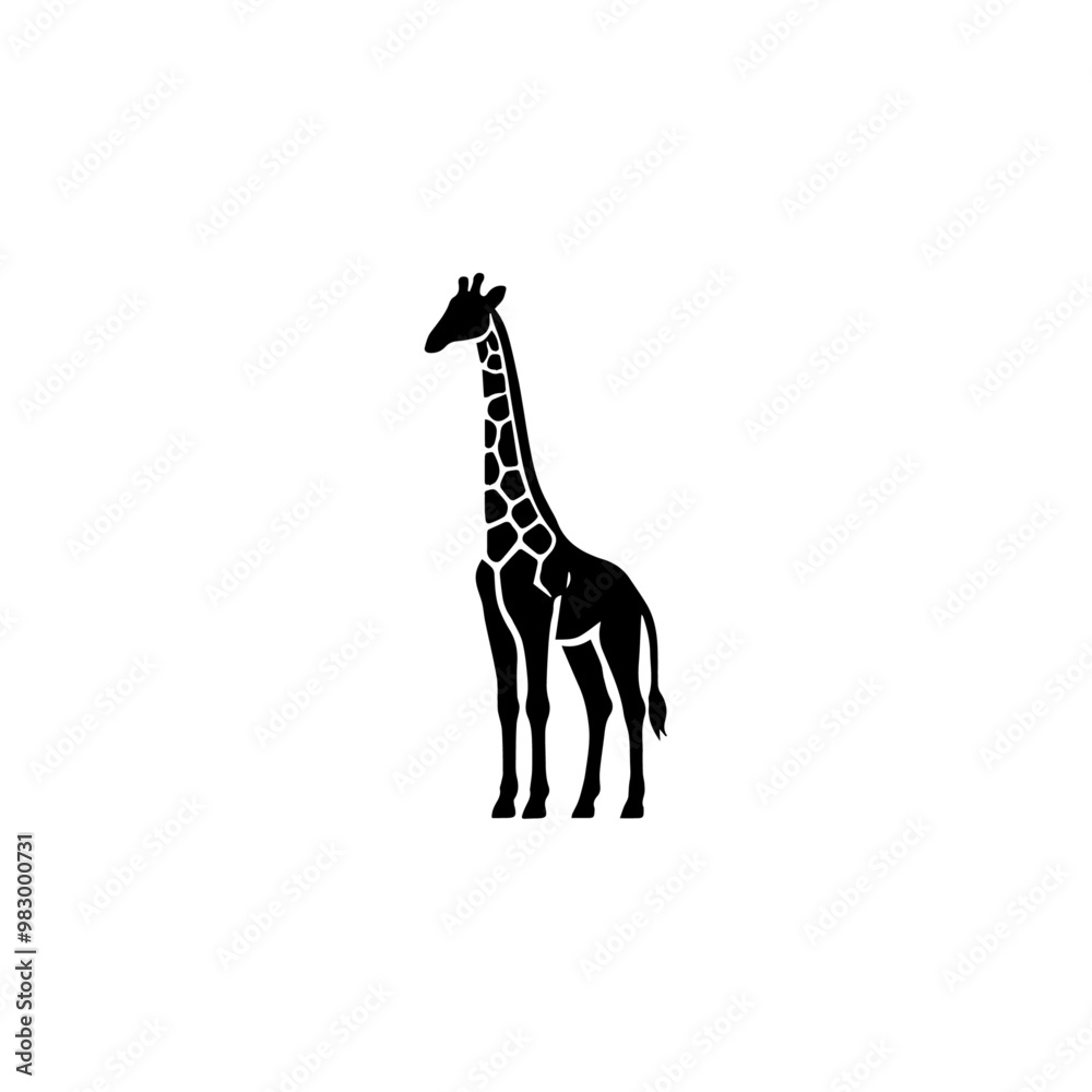 Fototapeta premium giraffe in black silhouette, vector illustrations