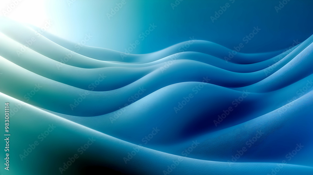 Fototapeta premium Abstract Blue Wavy Background with Smooth Lines and Gradient