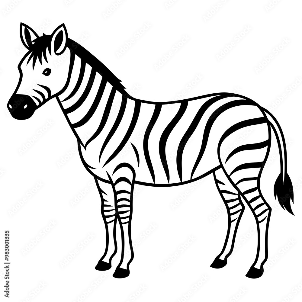 Fototapeta premium Minimalistic Zebra Line Art with Abstract Black and White Stripes
