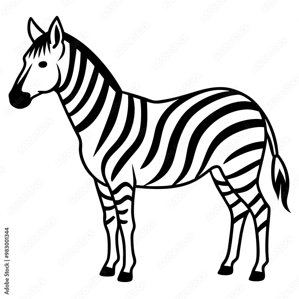 Fototapeta premium Minimalistic Zebra Line Art with Abstract Black and White Stripes