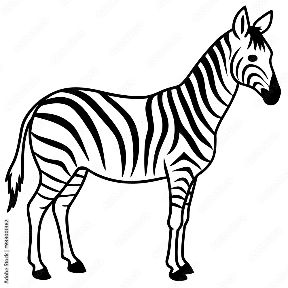 Fototapeta premium Minimalistic Zebra Line Art with Abstract Black and White Stripes