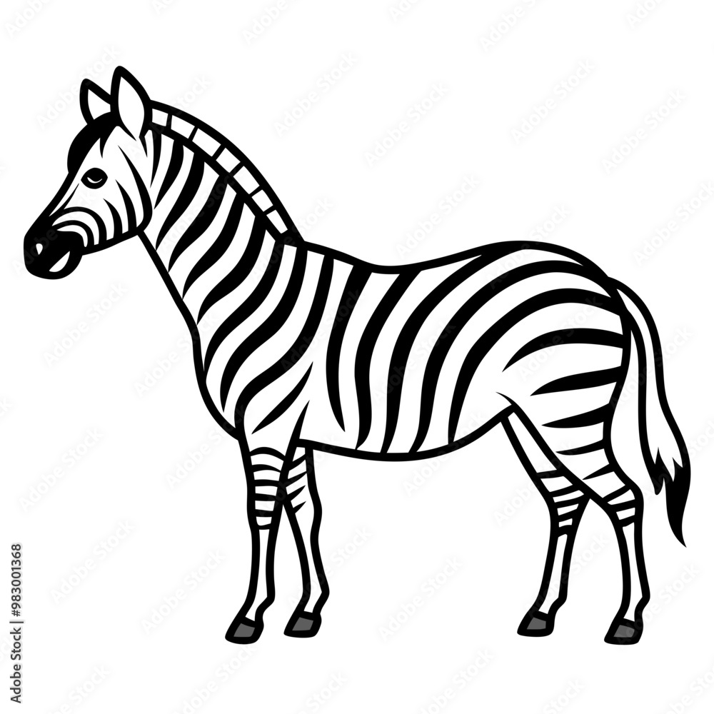 Minimalistic Zebra Line Art with Abstract Black and White Stripes Minimalistic Zebra Line Art with Abstract Black and White Stripes