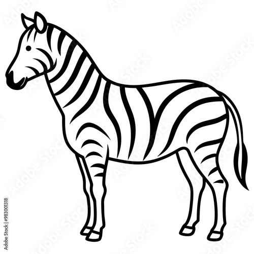 Minimalistic Zebra Line Art with Abstract Black and White Stripes