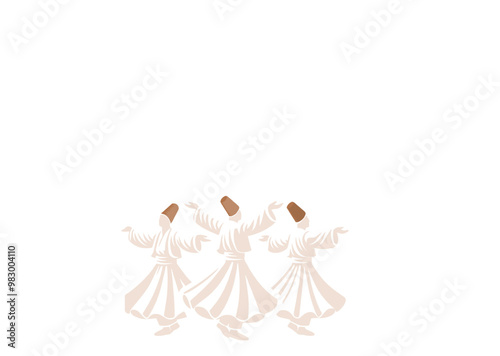 Whirling Dervishes Silhouettes in Traditional Dance