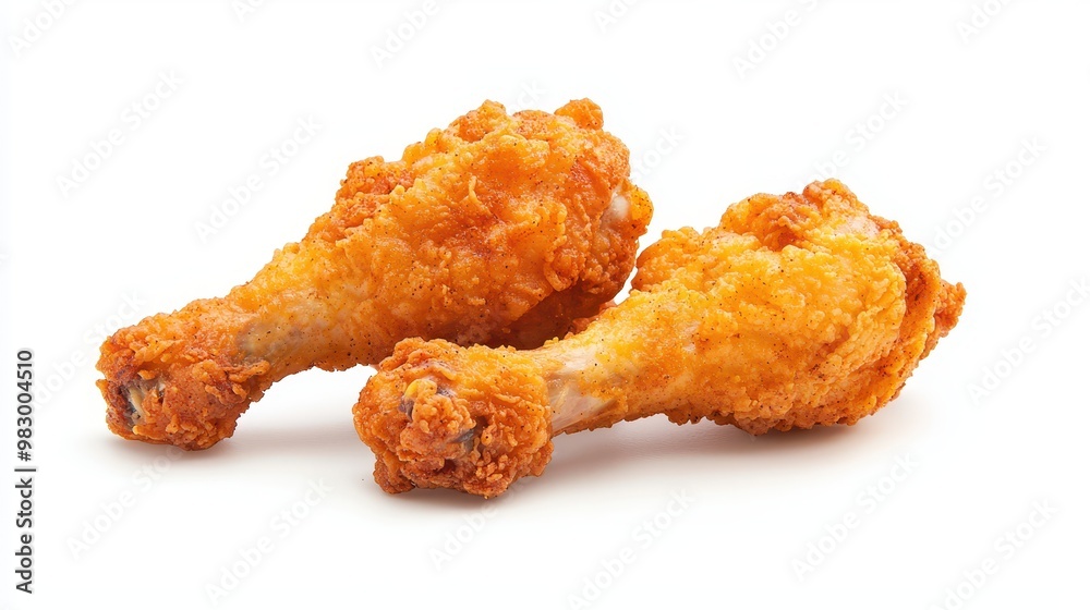 Crispy Fried Chicken Drumsticks on White Background Crispy Fried Chicken Drumsticks on White Background