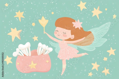 Enchanting tooth fairy: magical adventure with stars and wings photo