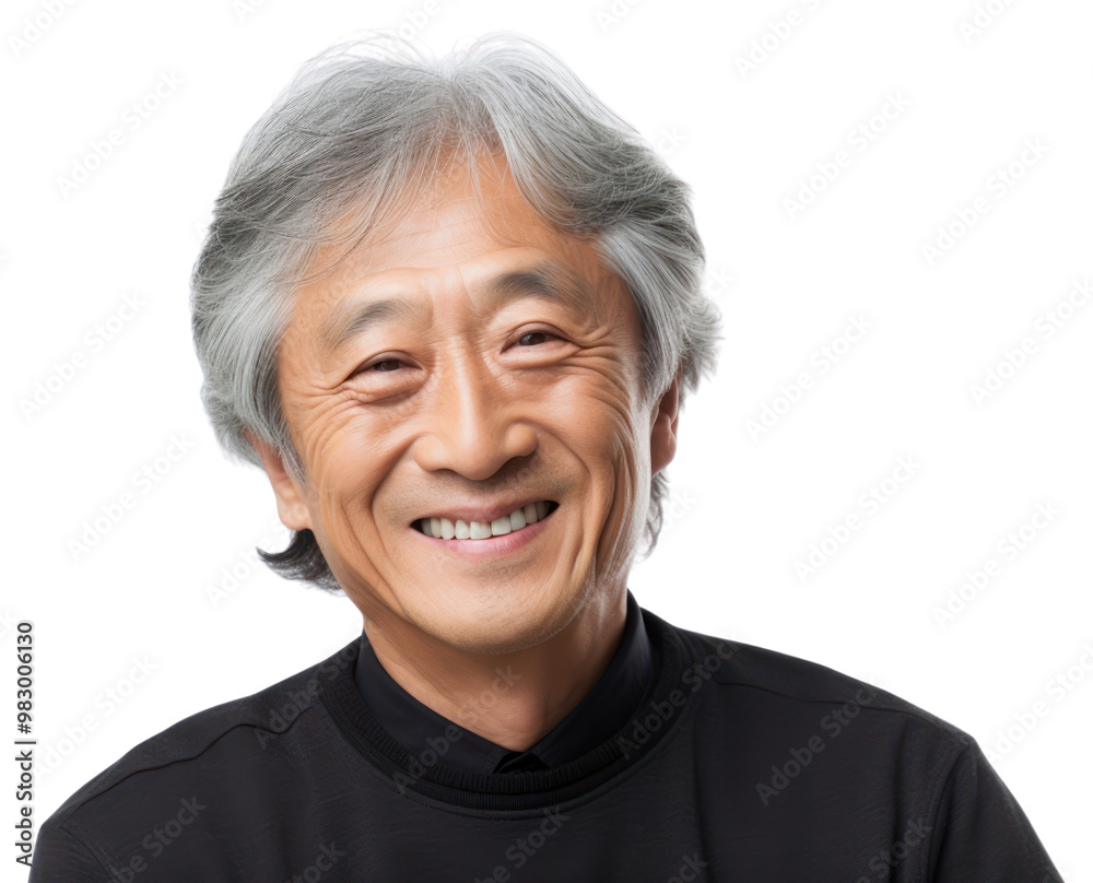 PNG A senior Korean man smiling adult smile white background. PNG A senior Korean man smiling adult smile white background.
