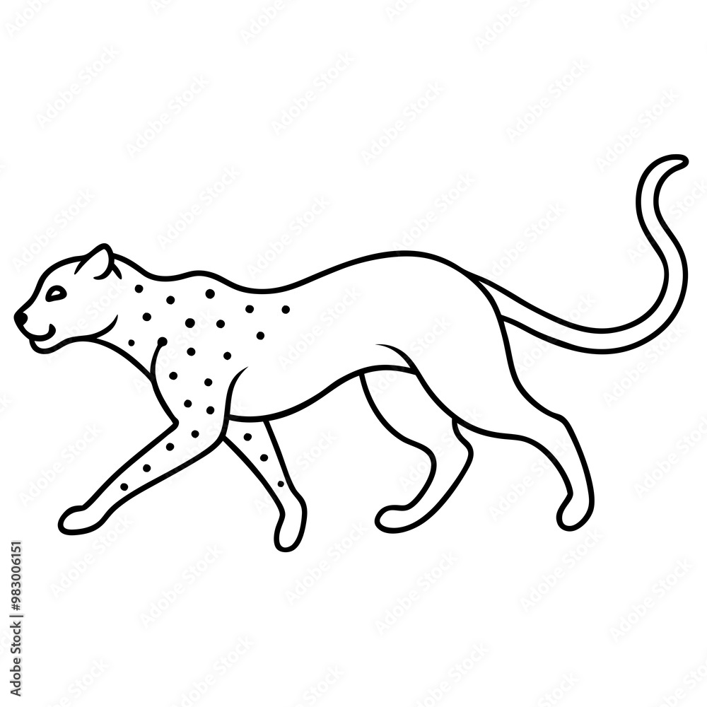 Cheetah Mid-Sprint Minimalist Line Art Vector Cheetah Mid-Sprint Minimalist Line Art Vector