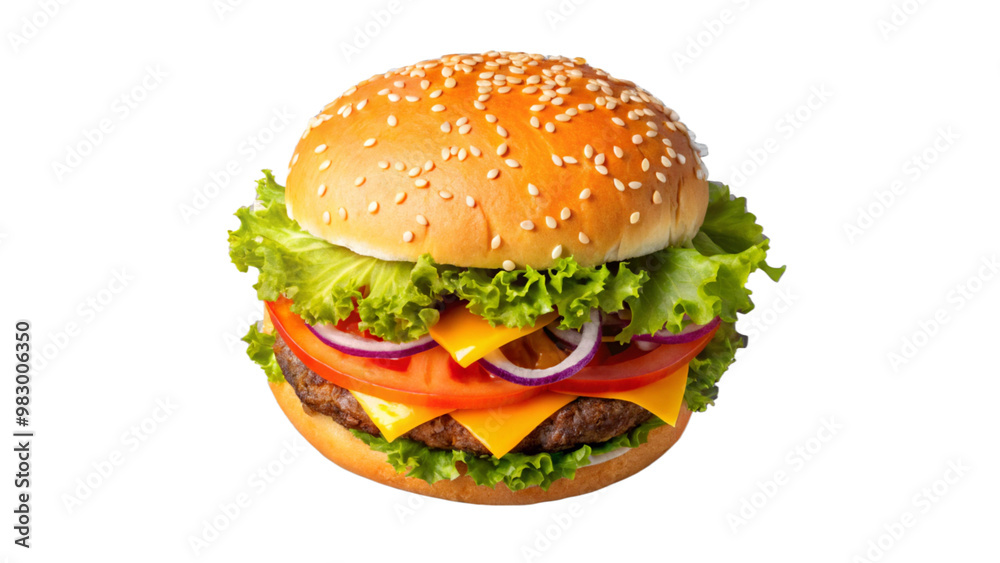 Fresh Classic Cheeseburger Isolated on White Fresh Classic Cheeseburger Isolated on White