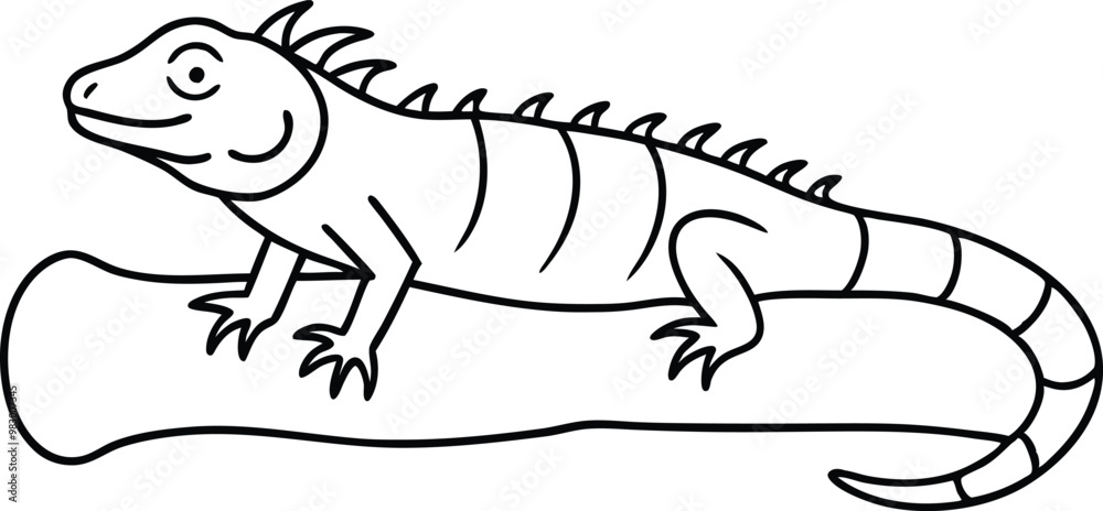 Fototapeta premium Lazy Days with Iguanas on Logs Vector Magic 