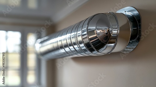 Close-up of a Shiny Metal Vent on a Wall