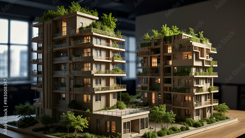 Scale model of an eco-friendly apartment for sustainable project displays. Scale model of an eco-friendly apartment for sustainable project displays.