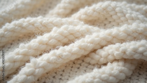 Soft wool texture in cream  gray tones with visible weave cozy  warm