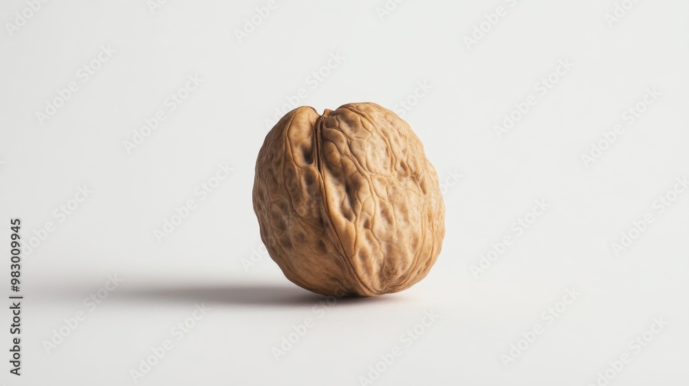 A walnut against a white backdrop. A walnut against a white backdrop.