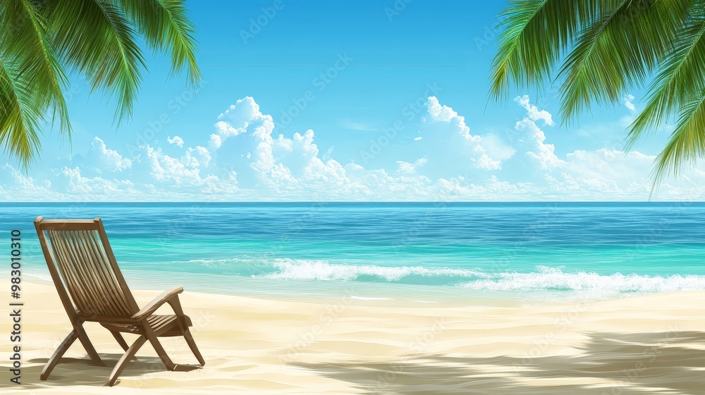 A beach chair is sitting on the sand near the ocean A beach chair is sitting on the sand near the ocean
