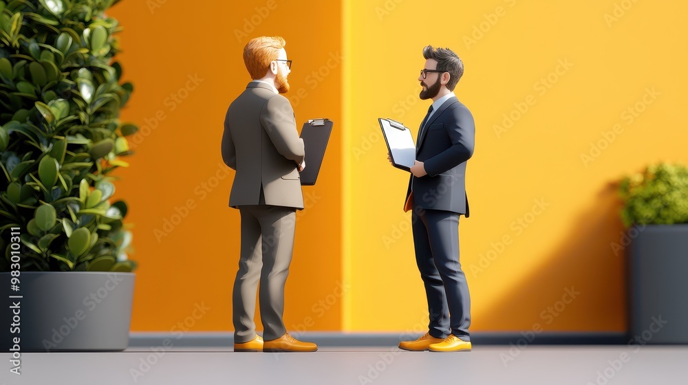 Fototapeta premium Business Meeting with Two Professionals in Modern Setting