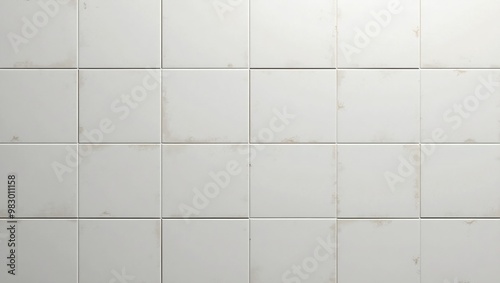 Glossy ceramic tiles in grid pattern with recessed grout lines