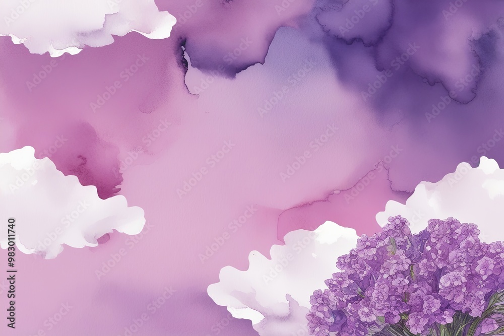 Fototapeta premium Radiant Periwinkle Watercolor Background with Sophisticated Cloud Pattern