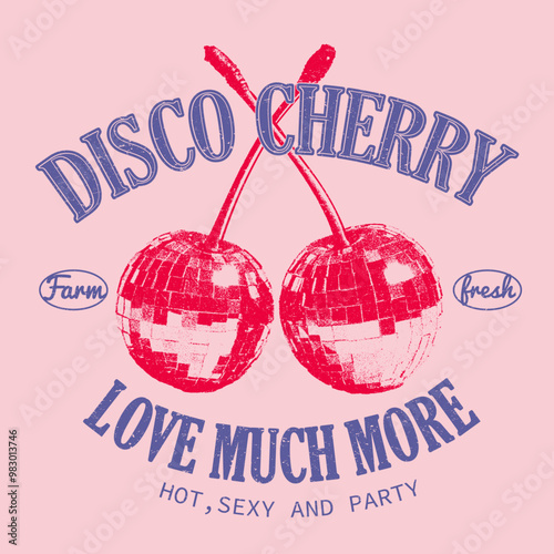 Vintage Retro cherry cool slogan print for tee. funny cute t-shirt pattern, girls food fashion graphic prints for cherries fruit, funny vintage cherry food fashion slogan print,