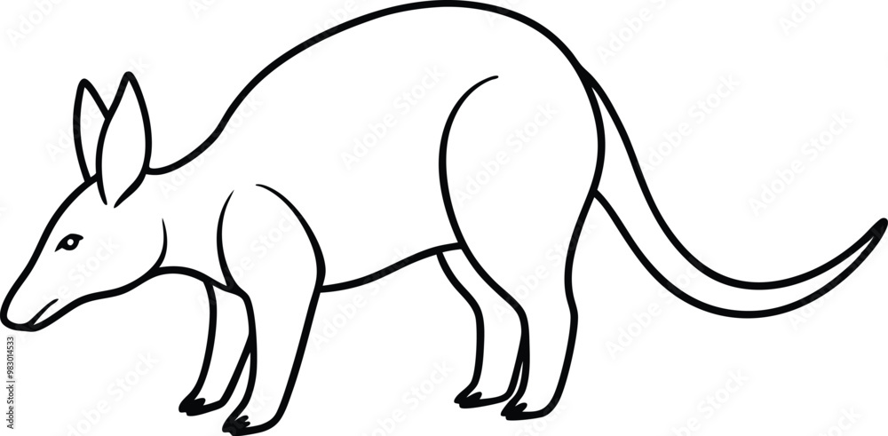 Curious Aardvark Sniffing the Earth Vector Art for Kids Coloring Book
