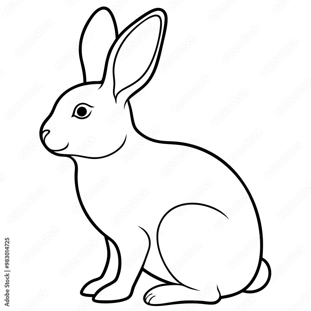 Minimalist Rabbit Line Drawing on White Canvas Minimalist Rabbit Line Drawing on White Canvas