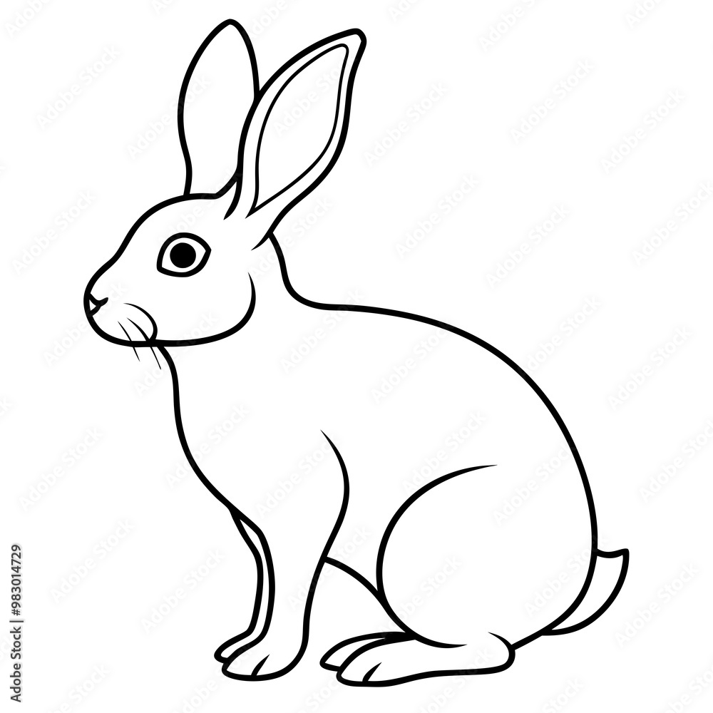 Minimalist Rabbit Line Drawing on White Canvas Minimalist Rabbit Line Drawing on White Canvas