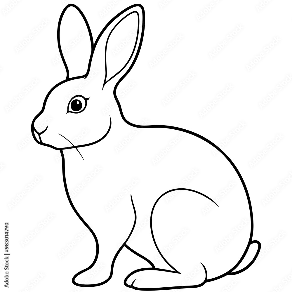 Obraz premium Minimalist Rabbit Line Drawing on White Canvas