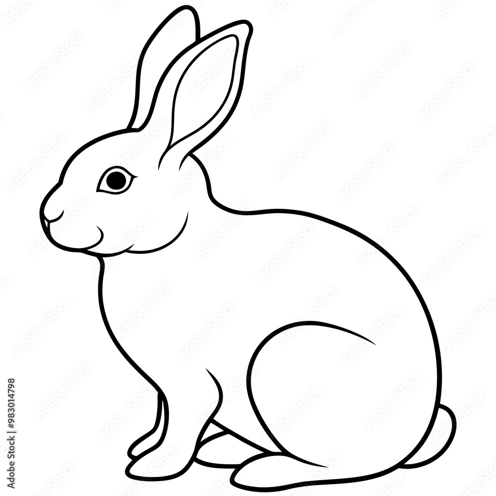 Obraz premium Minimalist Rabbit Line Drawing on White Canvas