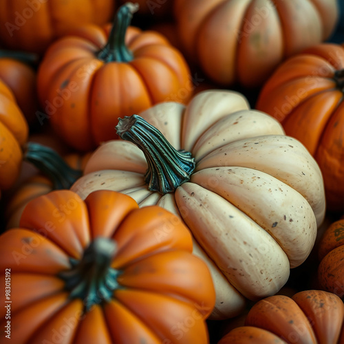 Halloween pumpkins in macro  photo