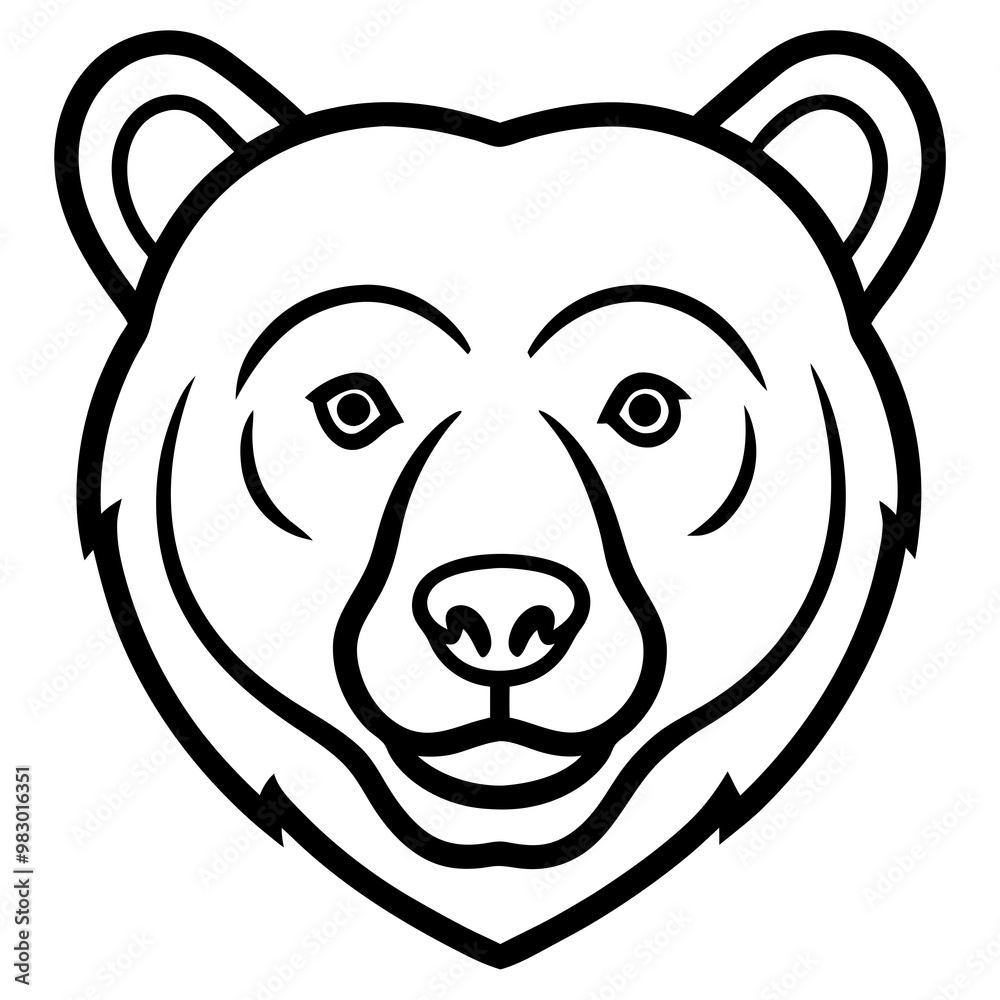 Minimalist Bear Face Icon in Black art vector Minimalist Bear Face Icon in Black art vector
