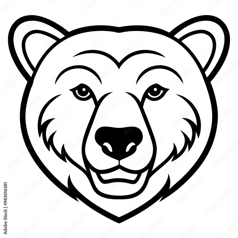 Minimalist Bear Face Icon in Black art vector Minimalist Bear Face Icon in Black art vector
