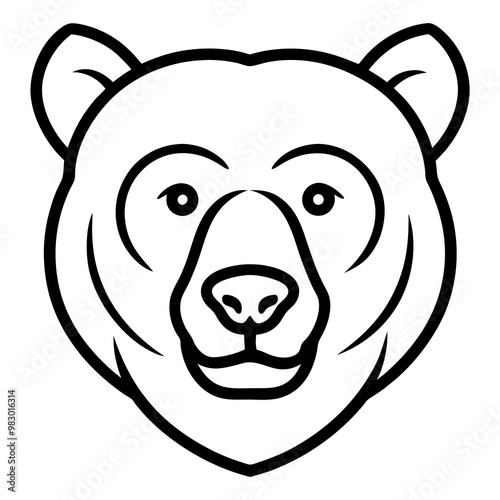 Minimalist Bear Face Icon in Black art vector