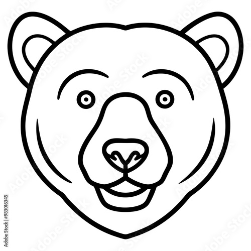 Minimalist Bear Face Icon in Black art vector