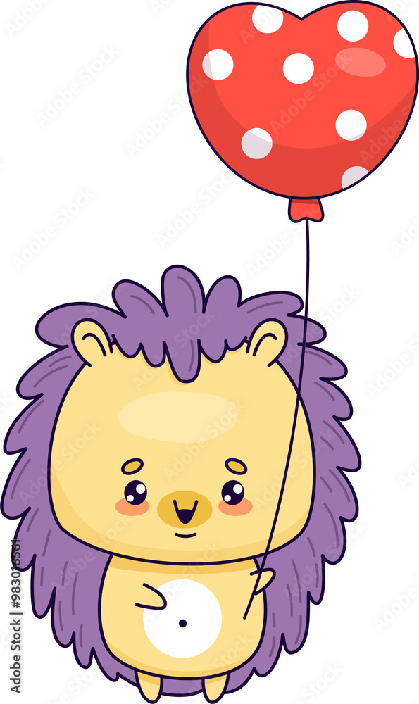 Fototapeta premium Cute hedgehog with balloon