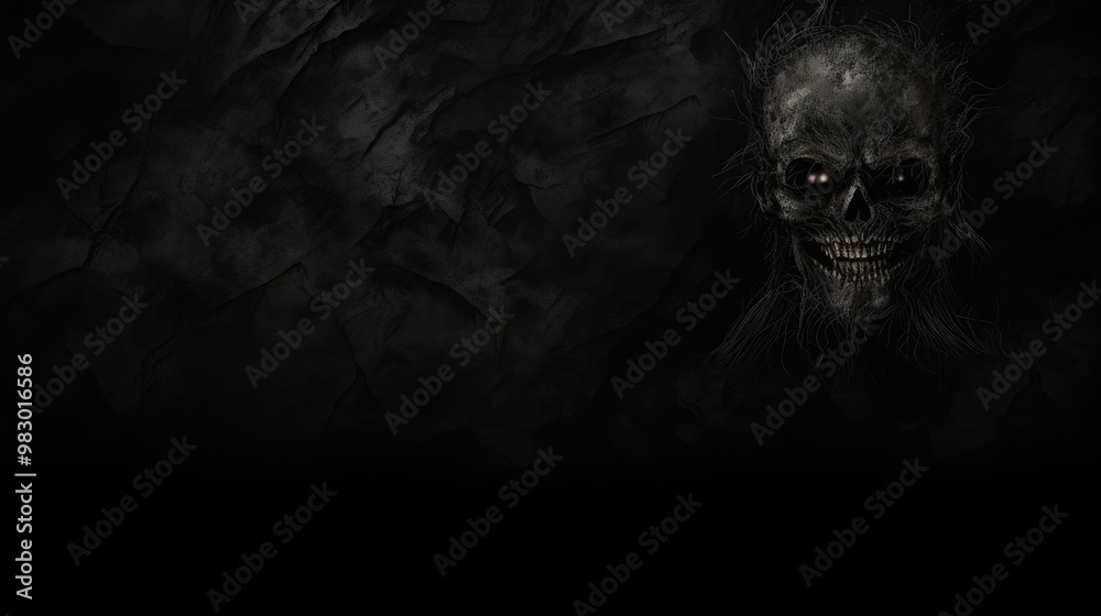 Scary wall background with skull bones on the wall, horror texture for background Scary wall background with skull bones on the wall, horror texture for background