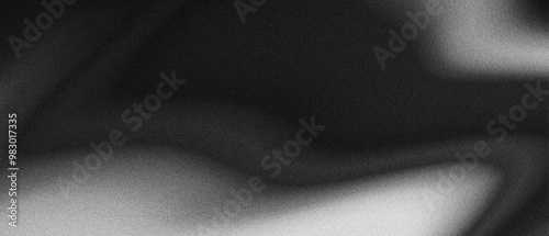 Fototapeta Naklejka Na Ścianę i Meble -  Black and white abstract liquid flow gradient background with grainy noise texture, super wide website headers, banners, and poster designs.