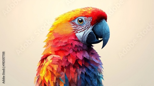 Vibrant parrot illustration with colorful feather details photo