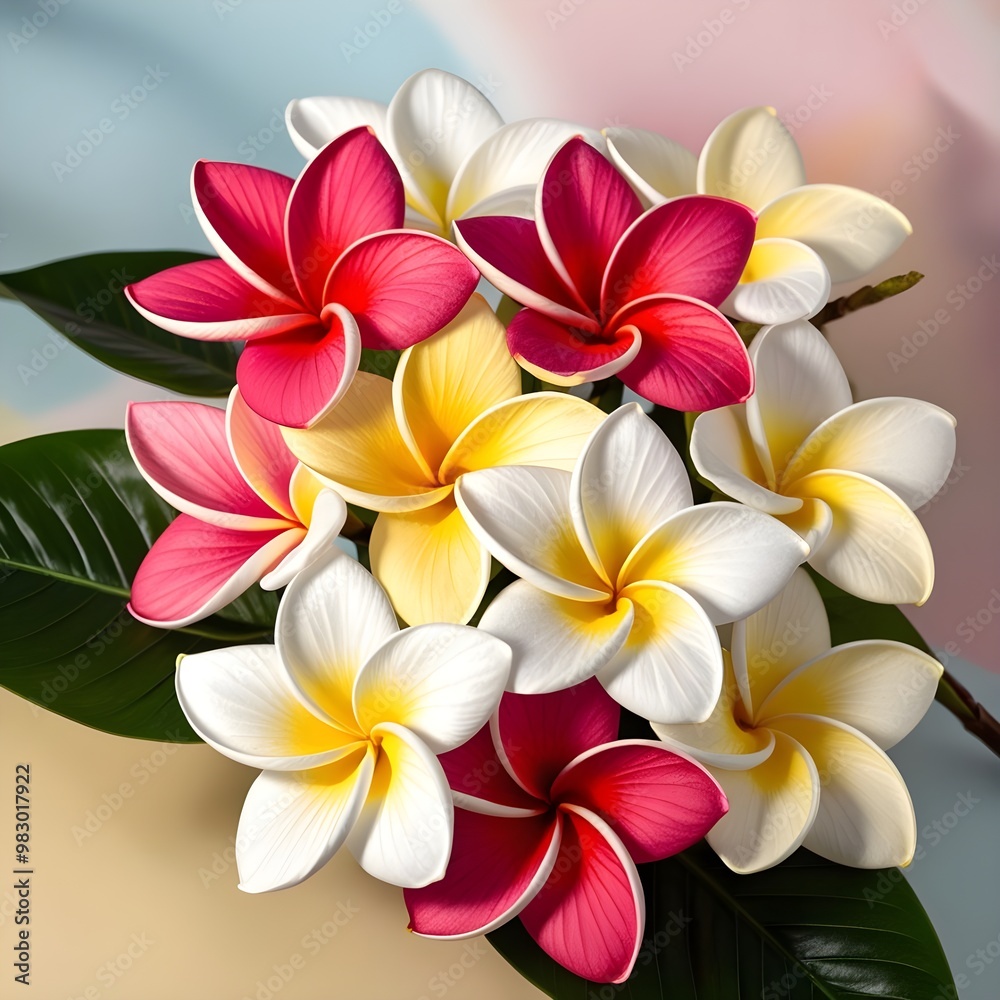 Bunch of gorgeous frangipani flowers in the garden Bunch of gorgeous frangipani flowers in the garden