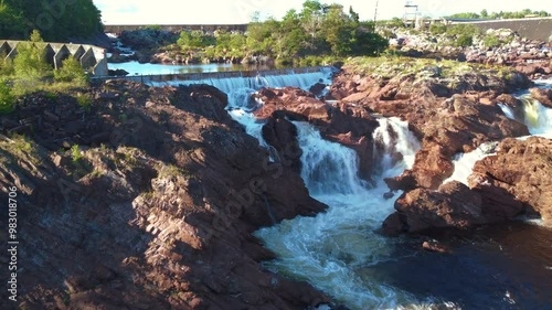 A rising view of the falls below the Exploit River Power Station Dam, Grand Falls-Windsor 