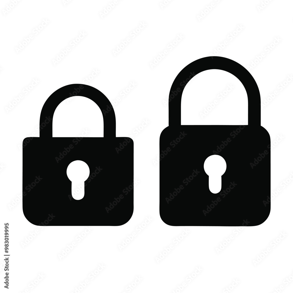 a Locked and unlocked lock icon, vector silhouette, isolated white background, a Locked and unlocked lock icon, vector silhouette, isolated white background,