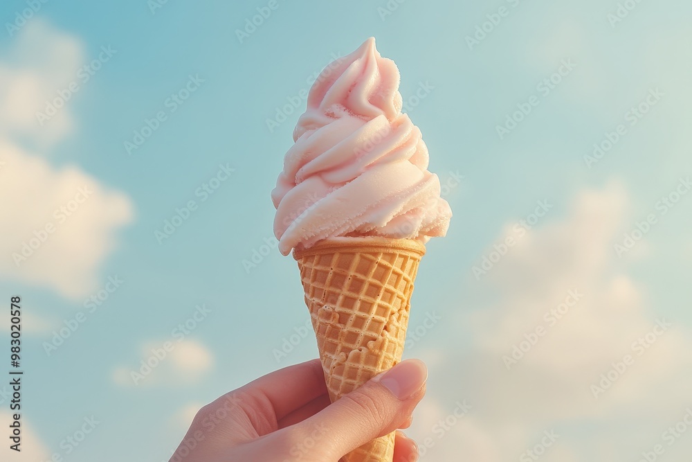 Ice-cream Scoop on Pink Background . Beautiful simple AI generated image Ice-cream Scoop on Pink Background . Beautiful simple AI generated image