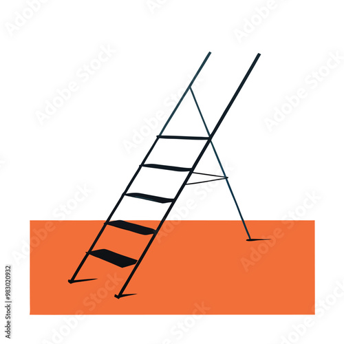 a Minimalist  stair, step ladder, Vector silhouette, 